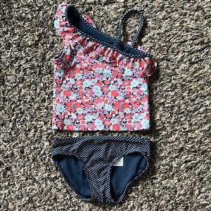 GAP Pink and Blue Asymmetrical Bikini Size Small 6/7
